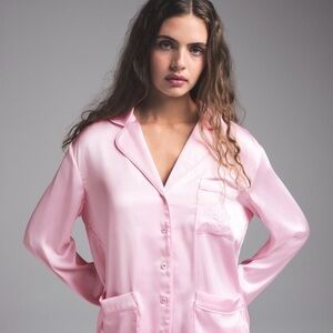 Skims Hotel Skims Shine Long Sleeve Button Up Sleep Top NWT Rare limited edition